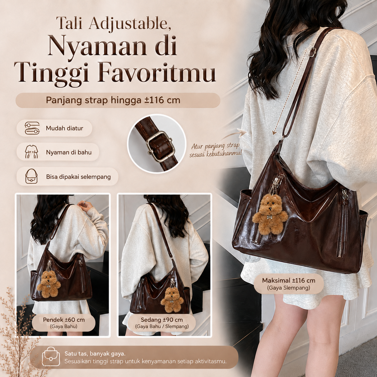 (COD)BRAVHOM Tas Hobo Wanita Glossy Kulit PU Premium Tas Selempang Shoulder Bag Besar Free Gantungan Boneka Beruang Untuk Sehari-hari Kerja (COD)BRAVHOM Tas Hobo Wanita Glossy Kulit PU Premium Tas Selempang Shoulder Bag Besar Free Gantungan Boneka Beruang Untuk Sehari-hari Kerja BravHom bag Kadonio Smart Home