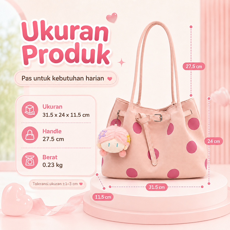 Bravhom Fashion Tas Tote Wanita Pink Motif Polkadot Korea Kapasitas Besar Tas Bahu Jinjing Casual Serbaguna untuk Harian BG10 Bravhom Fashion Tas Tote Wanita Pink Motif Polkadot Korea Kapasitas Besar Tas Bahu Jinjing Casual Serbaguna untuk Harian BG10 BravHom bag Kadonio Smart Home