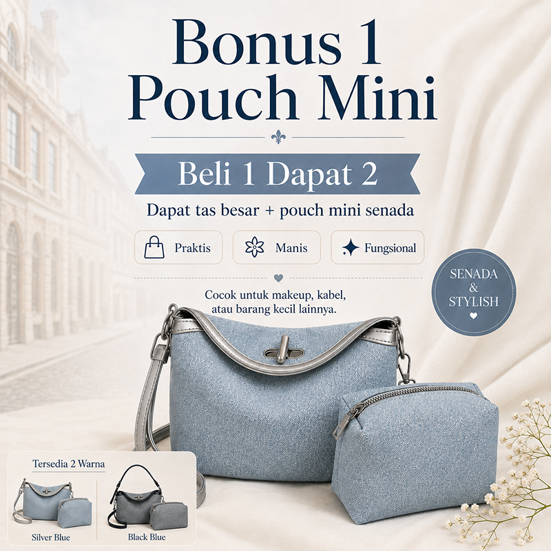 Bravhom Fashion Tas Denim Wanita Biru Tas Selempang Bahu Premium Set 2 in 1 Gratis Mini Pouch Vintage Casual BG20 Bravhom Fashion Tas Denim Wanita Biru Tas Selempang Bahu Premium Set 2 in 1 Gratis Mini Pouch Vintage Casual BG20 BravHom bag Kadonio Smart Home