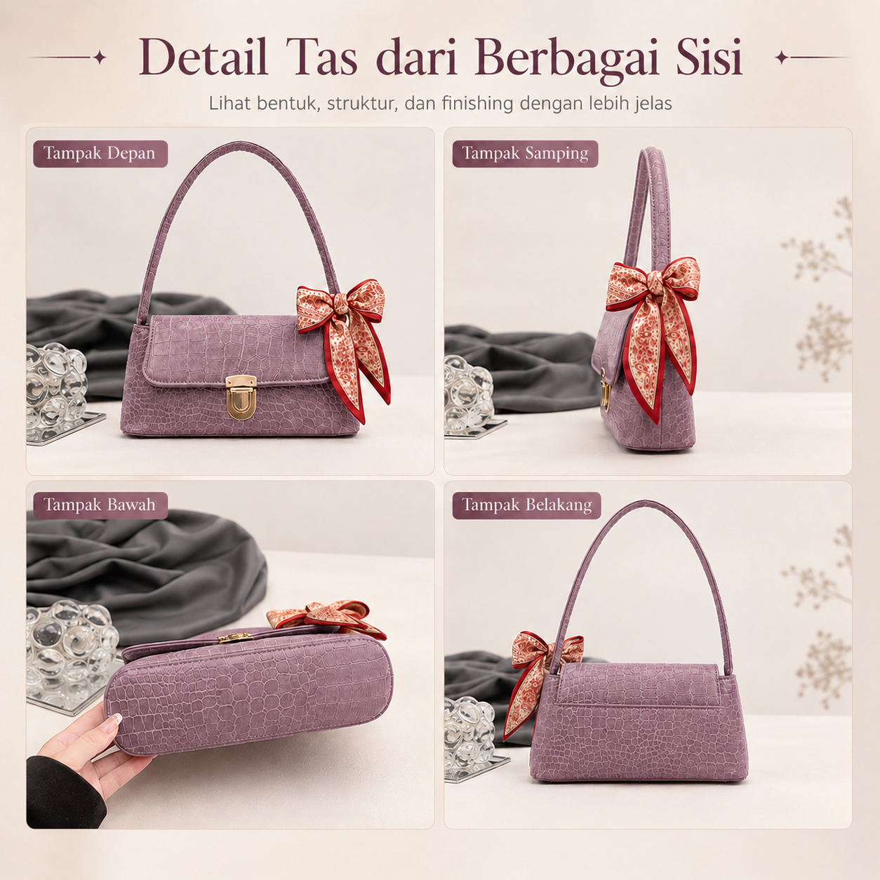 (COD)BRAVHOM Tas Bahu Wanita Underarm Croco Elegan Pita Satin - Tas Kekinian Premium Ringan Cocok Kerja Hangout (COD)BRAVHOM Tas Bahu Wanita Underarm Croco Elegan Pita Satin - Tas Kekinian Premium Ringan Cocok Kerja Hangout BravHom Official Store  Kadonio Smart Home
