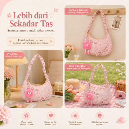 BRAVHOM Tas Hobo Bunga Pink Super Gemoy Gratis Charm Boneka Lucu I Tas Bahu Kanvas Manis Nyaman untuk OOTD Kuliah Hangout BRAVHOM Tas Hobo Bunga Pink Super Gemoy Gratis Charm Boneka Lucu I Tas Bahu Kanvas Manis Nyaman untuk OOTD Kuliah Hangout BravHom Official Store  Kadonio Smart Home
