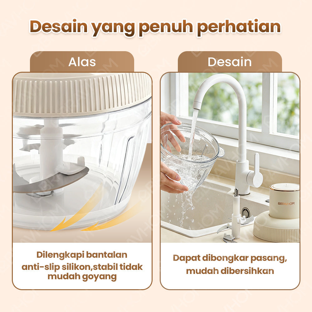 (COD)Bravhom Penggiling Makanan/Daging/Bumbu Multifungsi KapasitasBesar 2L+0.9L dari Bahan PC Food-Gradedengan Tiga Kecepatan dan Pisau Stainless Steel (COD)Bravhom Penggiling Makanan/Daging/Bumbu Multifungsi KapasitasBesar 2L+0.9L dari Bahan PC Food-Gradedengan Tiga Kecepatan dan Pisau Stainless Steel BravHom Official Store  Kadonio Smart Home