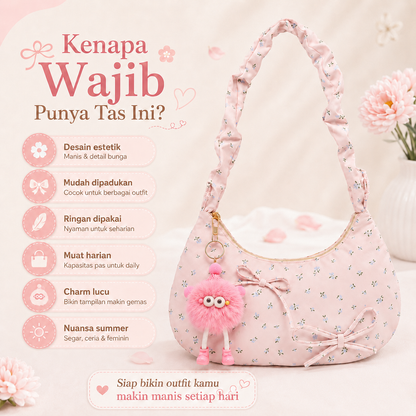 BRAVHOM Tas Hobo Bunga Pink Super Gemoy Gratis Charm Boneka Lucu I Tas Bahu Kanvas Manis Nyaman untuk OOTD Kuliah Hangout BRAVHOM Tas Hobo Bunga Pink Super Gemoy Gratis Charm Boneka Lucu I Tas Bahu Kanvas Manis Nyaman untuk OOTD Kuliah Hangout BravHom Official Store  Kadonio Smart Home