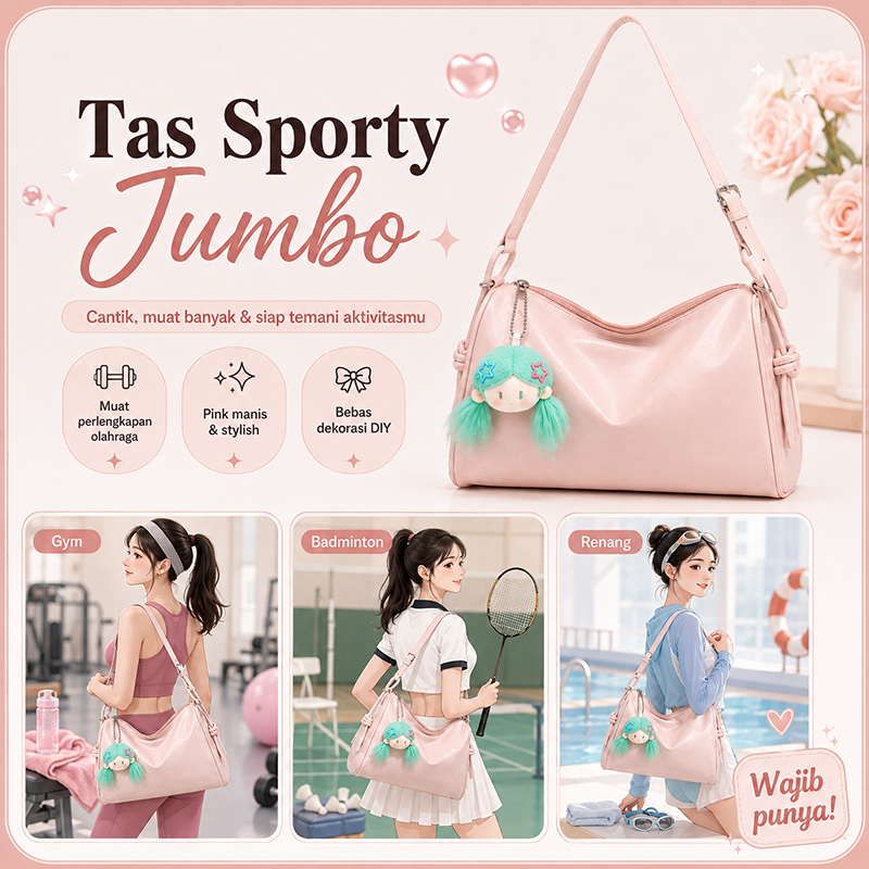 Bravhom Fashion Tas Olahraga Wanita Kapasitas Ekstra Besar Tas Bahu Selempang Tote Bag Polos Premium untuk Gym Fitness Travel BG30 Bravhom Fashion Tas Olahraga Wanita Kapasitas Ekstra Besar Tas Bahu Selempang Tote Bag Polos Premium untuk Gym Fitness Travel BG30 BravHom bag Kadonio Smart Home