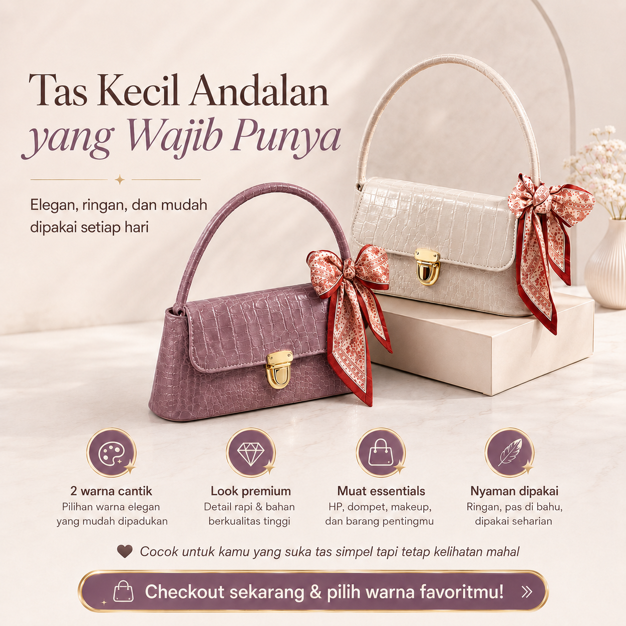 (COD)BRAVHOM Tas Bahu Wanita Underarm Croco Elegan Pita Satin - Tas Kekinian Premium Ringan Cocok Kerja Hangout (COD)BRAVHOM Tas Bahu Wanita Underarm Croco Elegan Pita Satin - Tas Kekinian Premium Ringan Cocok Kerja Hangout BravHom Official Store  Kadonio Smart Home