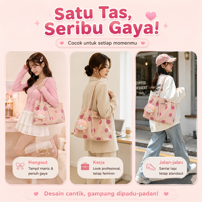 Bravhom Fashion Tas Tote Wanita Pink Motif Polkadot Korea Kapasitas Besar Tas Bahu Jinjing Casual Serbaguna untuk Harian BG10 Bravhom Fashion Tas Tote Wanita Pink Motif Polkadot Korea Kapasitas Besar Tas Bahu Jinjing Casual Serbaguna untuk Harian BG10 BravHom bag Kadonio Smart Home