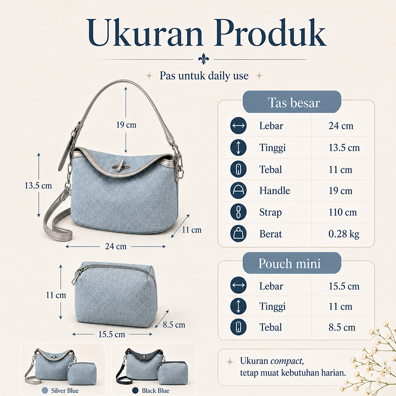 Bravhom Fashion Tas Denim Wanita Biru Tas Selempang Bahu Premium Set 2 in 1 Gratis Mini Pouch Vintage Casual BG20 Bravhom Fashion Tas Denim Wanita Biru Tas Selempang Bahu Premium Set 2 in 1 Gratis Mini Pouch Vintage Casual BG20 BravHom bag Kadonio Smart Home