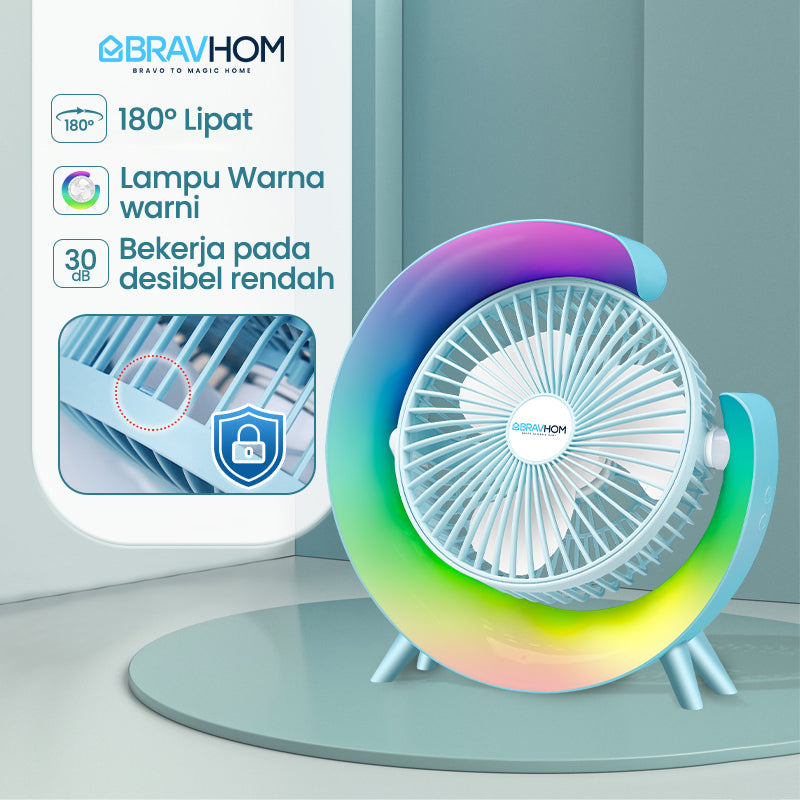 (COD)Bravhom Kipas Angin Portable Meja 2in1 Cahaya Sekitar Tidak Berisik 3 Kecepatan USB Cas kipas angin (COD)Bravhom Kipas Angin Portable Meja 2in1 Cahaya Sekitar Tidak Berisik 3 Kecepatan USB Cas kipas angin BravHom Fan Kadonio Smart Home