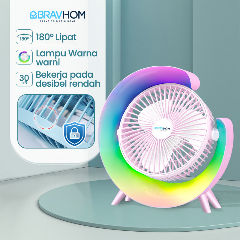 (COD)Bravhom Kipas Angin Portable Meja 2in1 Cahaya Sekitar Tidak Berisik 3 Kecepatan USB Cas kipas angin (COD)Bravhom Kipas Angin Portable Meja 2in1 Cahaya Sekitar Tidak Berisik 3 Kecepatan USB Cas kipas angin BravHom Fan Kadonio Smart Home