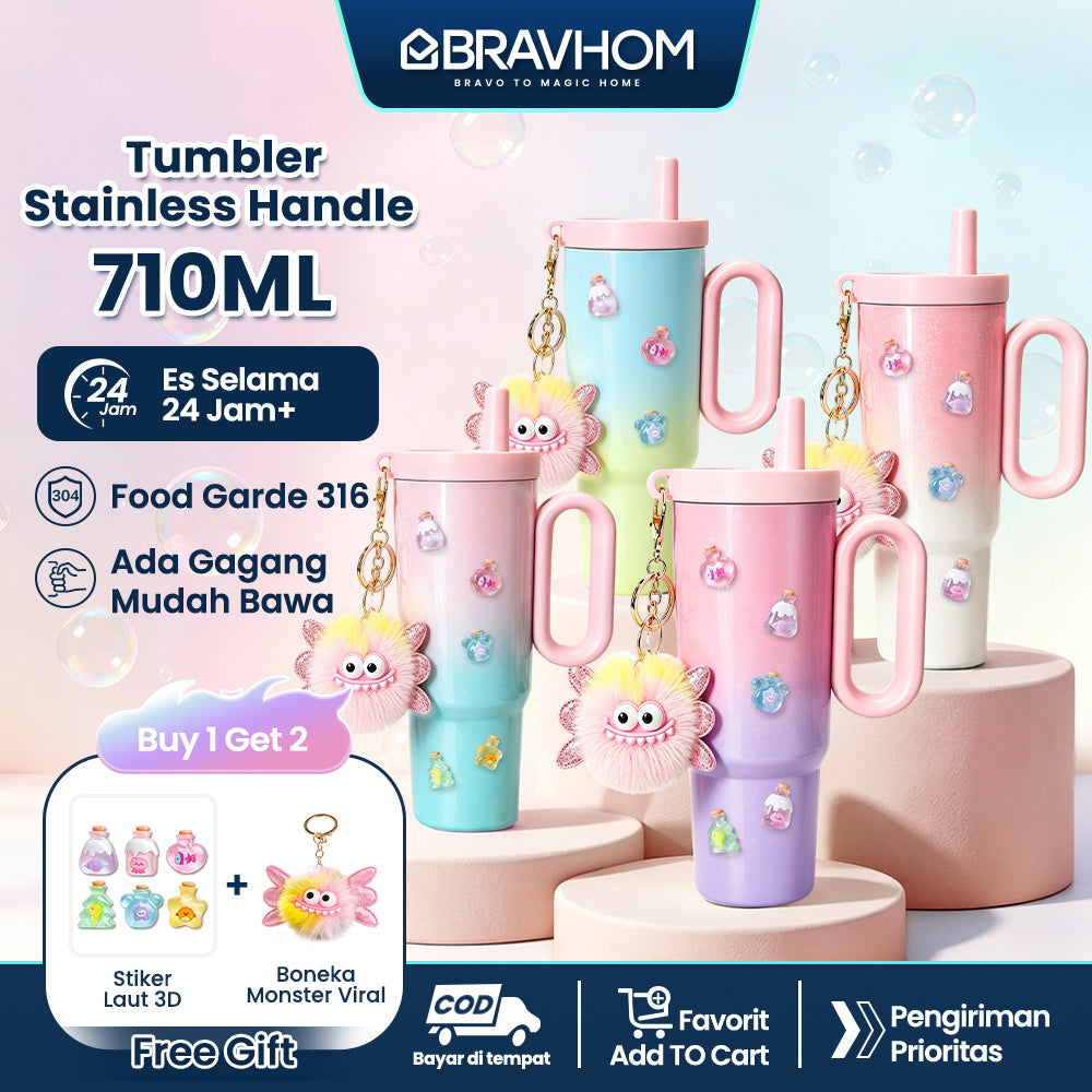 (COD)Bravhom 710ml Gradasi Botol Tumbler Stainless Steel 316 Tumbler Gagang Kapasitas Gradasi Viral Tahan Panas & Dingin Bonus Aksesoris Bisa Minum Sedotan BT09 (COD)Bravhom 710ml Gradasi Botol Tumbler Stainless Steel 316 Tumbler Gagang Kapasitas Gradasi Viral Tahan Panas & Dingin Bonus Aksesoris Bisa Minum Sedotan BT09 BravHom  Kadonio Smart Home