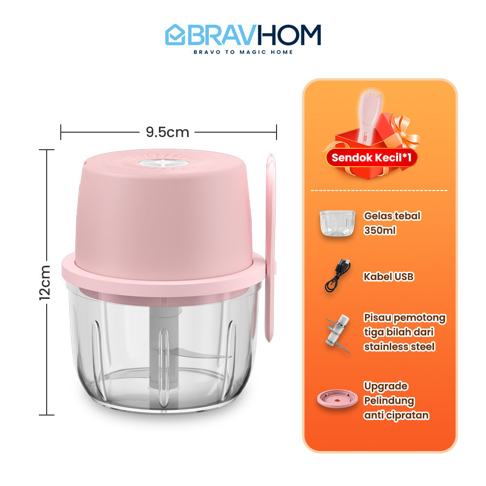 (COD)New Bravhom 1200mah Baterai DayaKuat Mini Chopper Electric 350 ML PortableBlender (COD)New Bravhom 1200mah Baterai DayaKuat Mini Chopper Electric 350 ML PortableBlender BravHom Blender Kadonio Smart Home