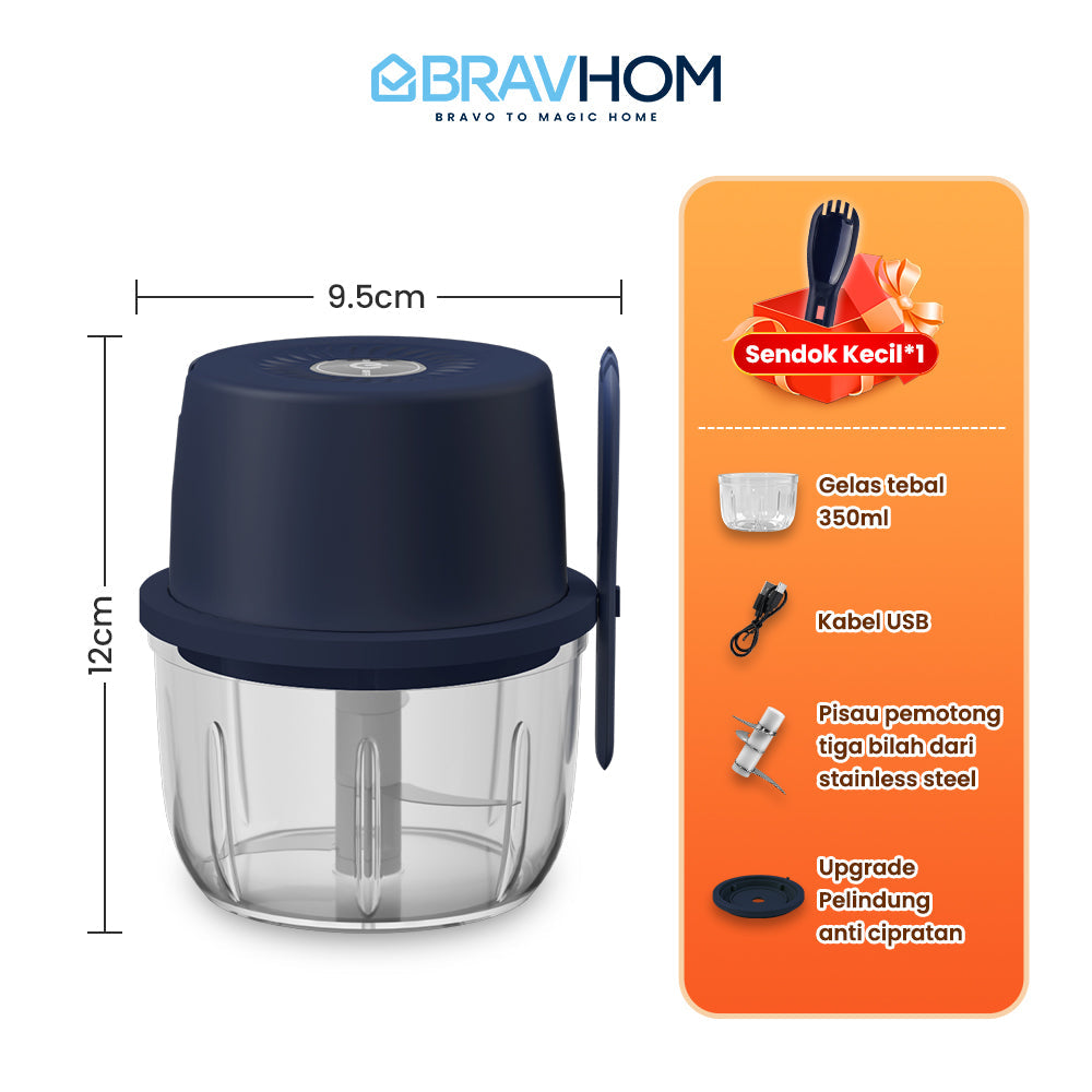 (COD)New Bravhom 1200mah Baterai DayaKuat Mini Chopper Electric 350 ML PortableBlender (COD)New Bravhom 1200mah Baterai DayaKuat Mini Chopper Electric 350 ML PortableBlender BravHom Blender Kadonio Smart Home