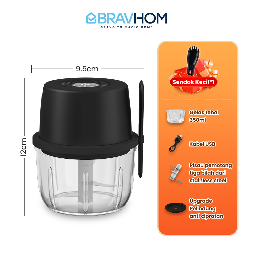 (COD)New Bravhom 1200mah Baterai DayaKuat Mini Chopper Electric 350 ML PortableBlender (COD)New Bravhom 1200mah Baterai DayaKuat Mini Chopper Electric 350 ML PortableBlender BravHom Blender Kadonio Smart Home