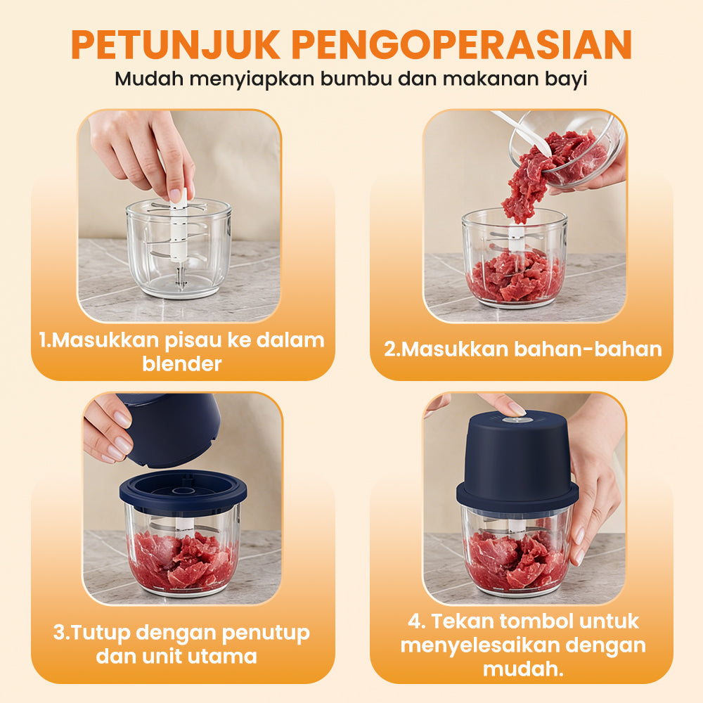 (COD)New Bravhom 1200mah Baterai DayaKuat Mini Chopper Electric 350 ML PortableBlender (COD)New Bravhom 1200mah Baterai DayaKuat Mini Chopper Electric 350 ML PortableBlender BravHom Blender Kadonio Smart Home