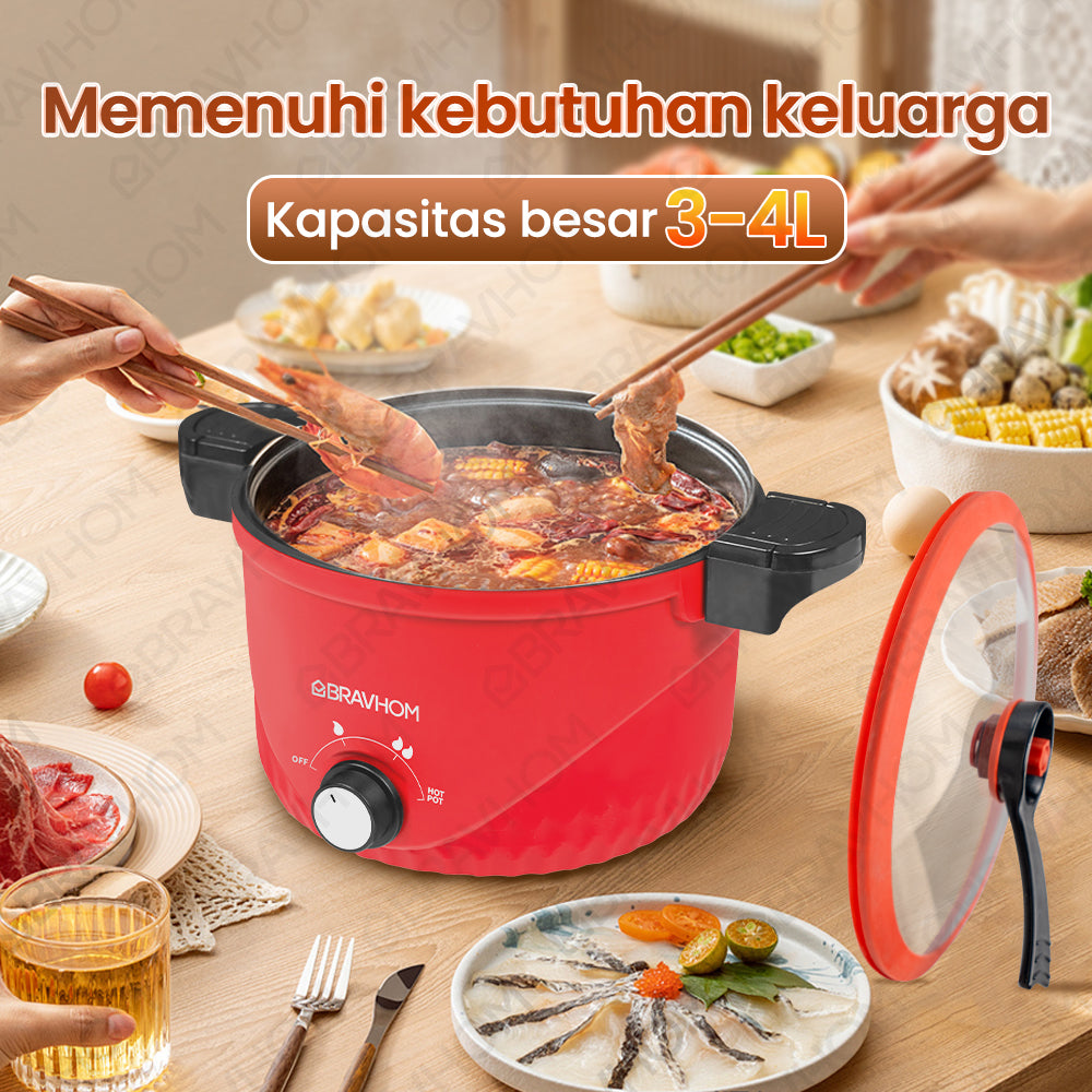 (COD)Bravhom Panci Listrik Serbaguna PanciPresto 3 Liter 300-700W pemanas kuah (COD)Bravhom Panci Listrik Serbaguna PanciPresto 3 Liter 300-700W pemanas kuah BravHom  Kadonio Smart Home