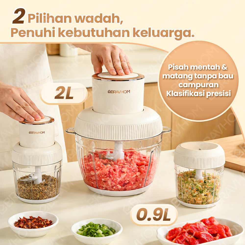(COD)Bravhom Penggiling Makanan/Daging/Bumbu Multifungsi KapasitasBesar 2L+0.9L dari Bahan PC Food-Gradedengan Tiga Kecepatan dan Pisau Stainless Steel (COD)Bravhom Penggiling Makanan/Daging/Bumbu Multifungsi KapasitasBesar 2L+0.9L dari Bahan PC Food-Gradedengan Tiga Kecepatan dan Pisau Stainless Steel BravHom Official Store  Kadonio Smart Home
