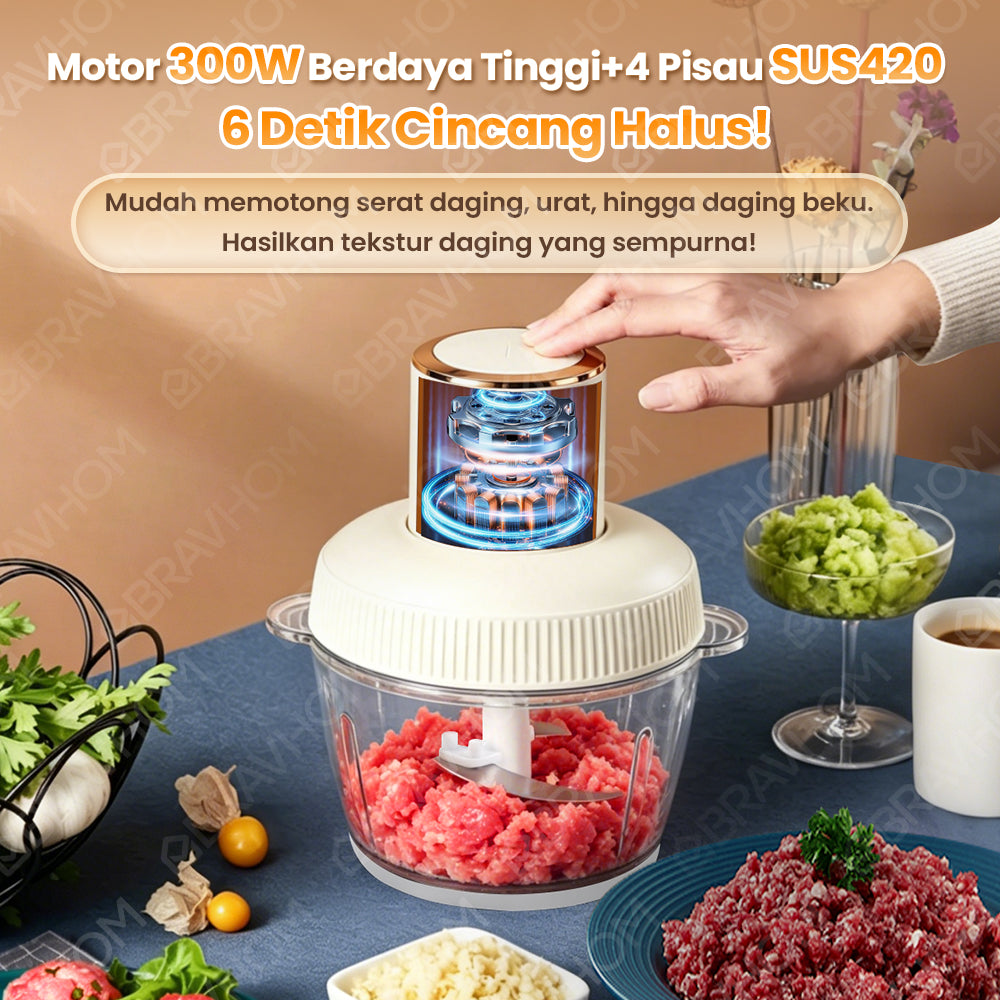 (COD)Bravhom Penggiling Makanan/Daging/Bumbu Multifungsi KapasitasBesar 2L+0.9L dari Bahan PC Food-Gradedengan Tiga Kecepatan dan Pisau Stainless Steel (COD)Bravhom Penggiling Makanan/Daging/Bumbu Multifungsi KapasitasBesar 2L+0.9L dari Bahan PC Food-Gradedengan Tiga Kecepatan dan Pisau Stainless Steel BravHom Official Store  Kadonio Smart Home