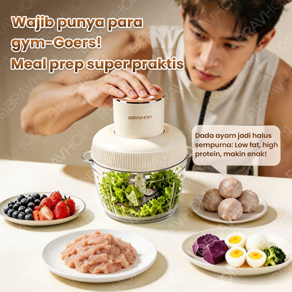 (COD)Bravhom Penggiling Makanan/Daging/Bumbu Multifungsi KapasitasBesar 2L+0.9L dari Bahan PC Food-Gradedengan Tiga Kecepatan dan Pisau Stainless Steel (COD)Bravhom Penggiling Makanan/Daging/Bumbu Multifungsi KapasitasBesar 2L+0.9L dari Bahan PC Food-Gradedengan Tiga Kecepatan dan Pisau Stainless Steel BravHom Official Store  Kadonio Smart Home