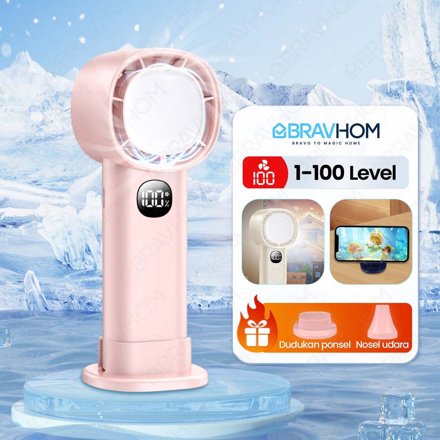 (COD)Bravhom Kipas Angin Turbo Portable LED Display 100 Gear 4000mAh Lampu Malam Dudukan kipas kerajaan (COD)Bravhom Kipas Angin Turbo Portable LED Display 100 Gear 4000mAh Lampu Malam Dudukan kipas kerajaan BravHom Fan Kadonio Smart Home