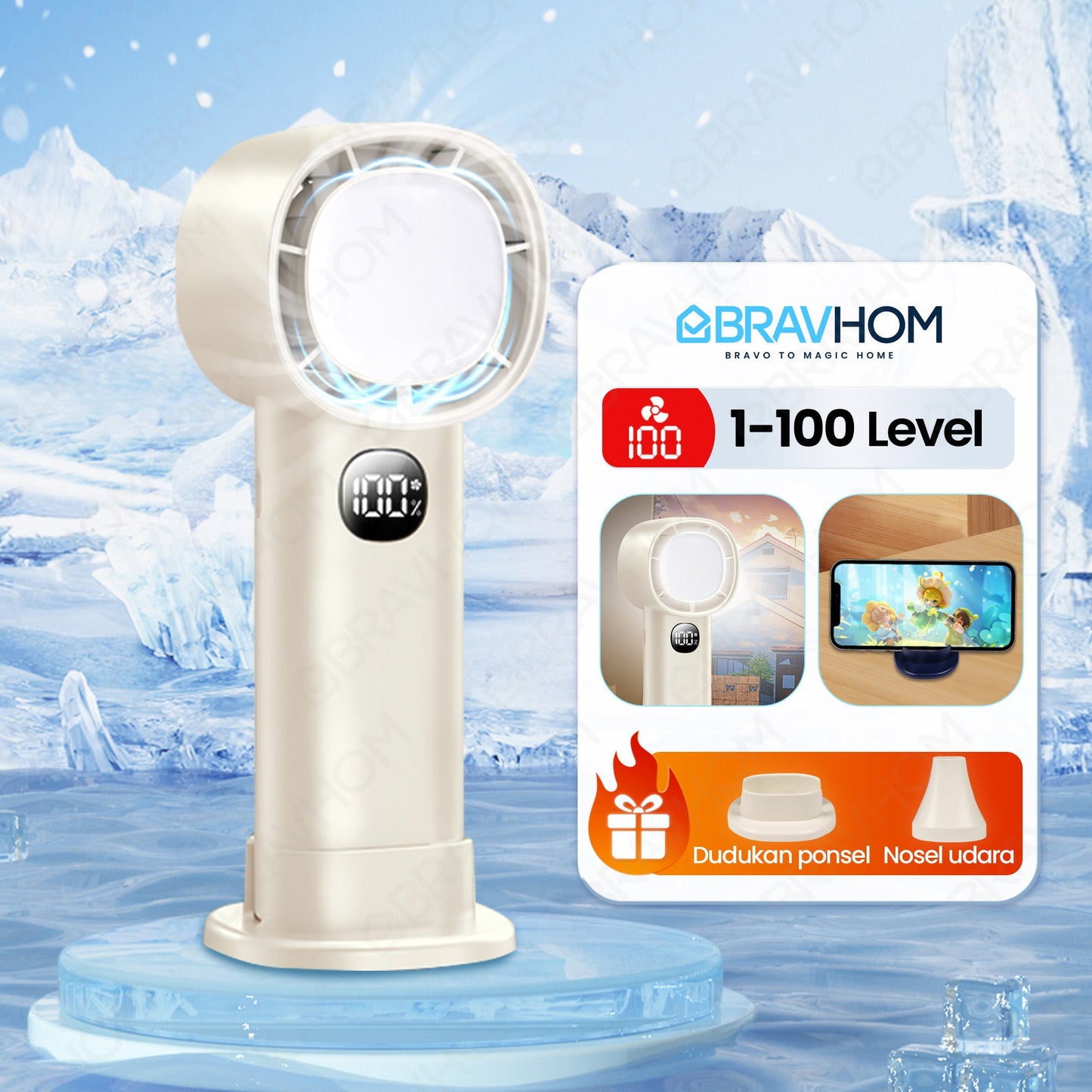 (COD)Bravhom Kipas Angin Turbo Portable LED Display 100 Gear 4000mAh Lampu Malam Dudukan kipas kerajaan (COD)Bravhom Kipas Angin Turbo Portable LED Display 100 Gear 4000mAh Lampu Malam Dudukan kipas kerajaan BravHom Fan Kadonio Smart Home