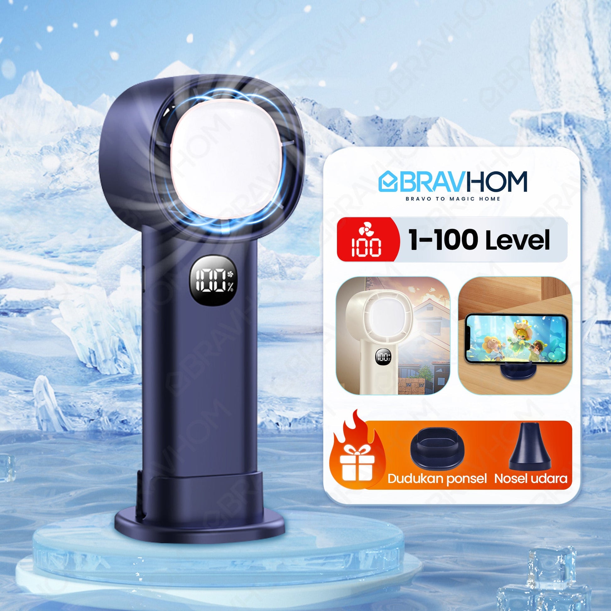 (COD)Bravhom Kipas Angin Turbo Portable LED Display 100 Gear 4000mAh Lampu Malam Dudukan kipas kerajaan (COD)Bravhom Kipas Angin Turbo Portable LED Display 100 Gear 4000mAh Lampu Malam Dudukan kipas kerajaan BravHom Fan Kadonio Smart Home