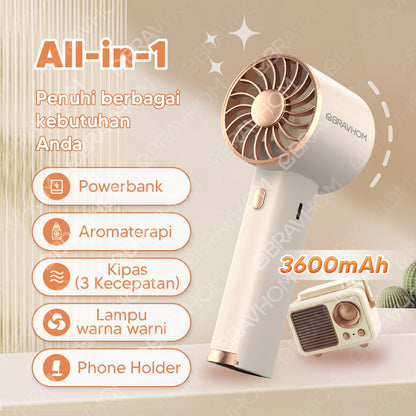 (COD)[U]Bravhom Kipas Angin Mini Portable 3IN1 Aromaterapi 3 Kecepatan Lampu Warna Warni Phone Holder FN16 (COD)[U]Bravhom Kipas Angin Mini Portable 3IN1 Aromaterapi 3 Kecepatan Lampu Warna Warni Phone Holder FN16 BravHom Official Store  Kadonio Smart Home