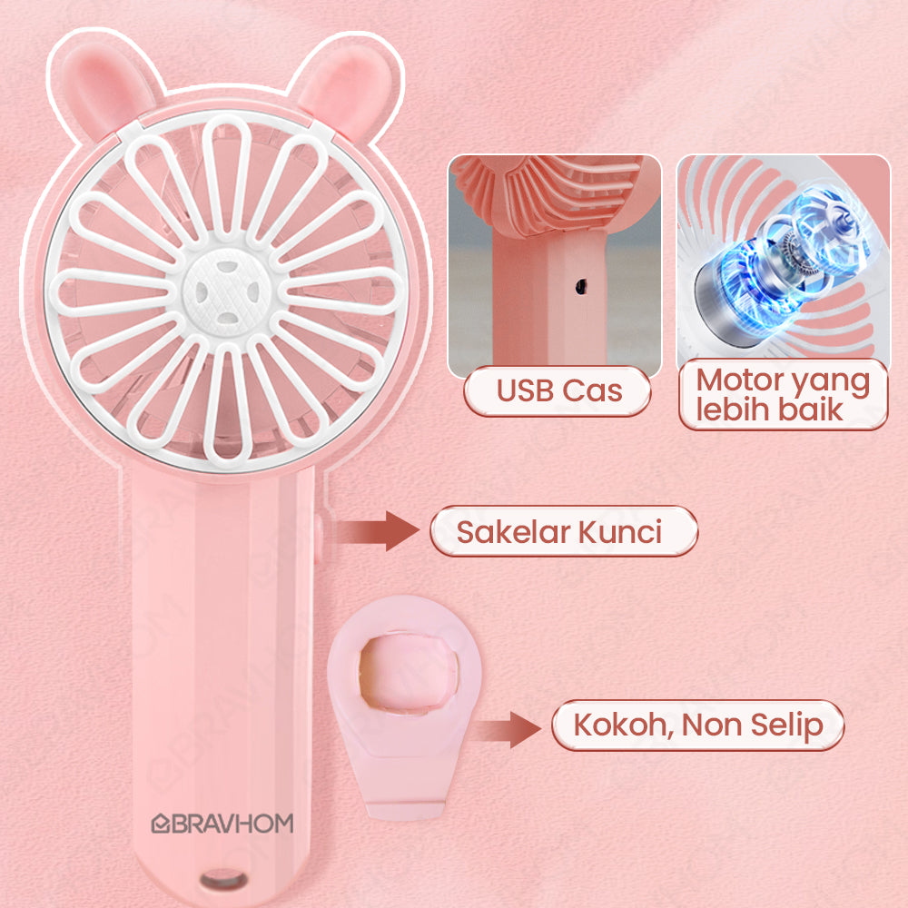 (COD)Bravhom Kipas Angin Mini Portable Aromaterapi USB Cas Karakter Sebagai Dudukan (COD)Bravhom Kipas Angin Mini Portable Aromaterapi USB Cas Karakter Sebagai Dudukan BravHom Fan Kadonio Smart Home