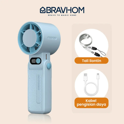 Bravhom Kipas Mini2-in-1High Speed dengan 5 Level Kecepatan, Lampu RGB & Smart LED Display