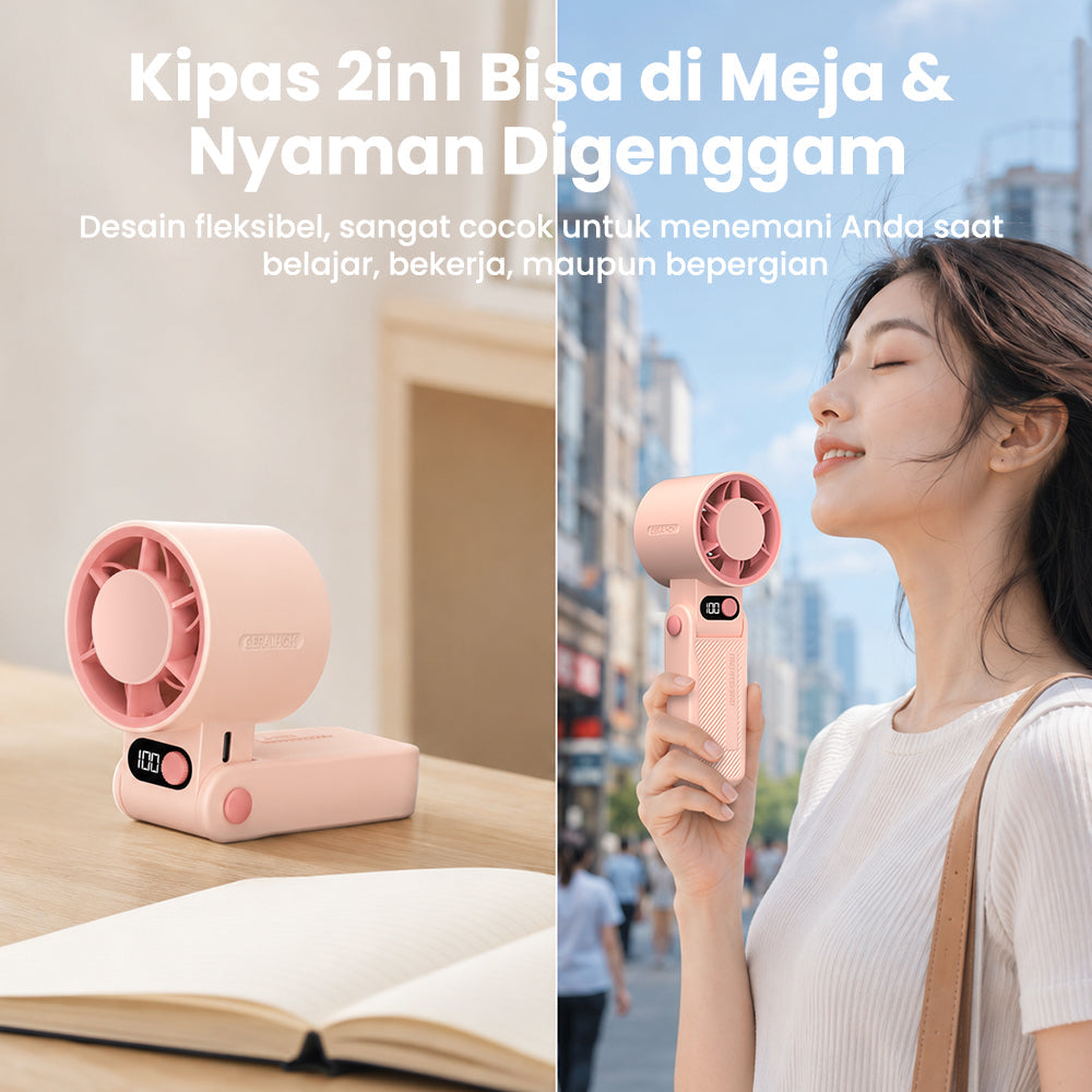 (COD)Bravhom Kipas Mini2-in-1High Speed dengan 5 Level Kecepatan, Lampu RGB & Smart LED Display (COD)Bravhom Kipas Mini2-in-1High Speed dengan 5 Level Kecepatan, Lampu RGB & Smart LED Display BravHom Fan Kadonio Smart Home