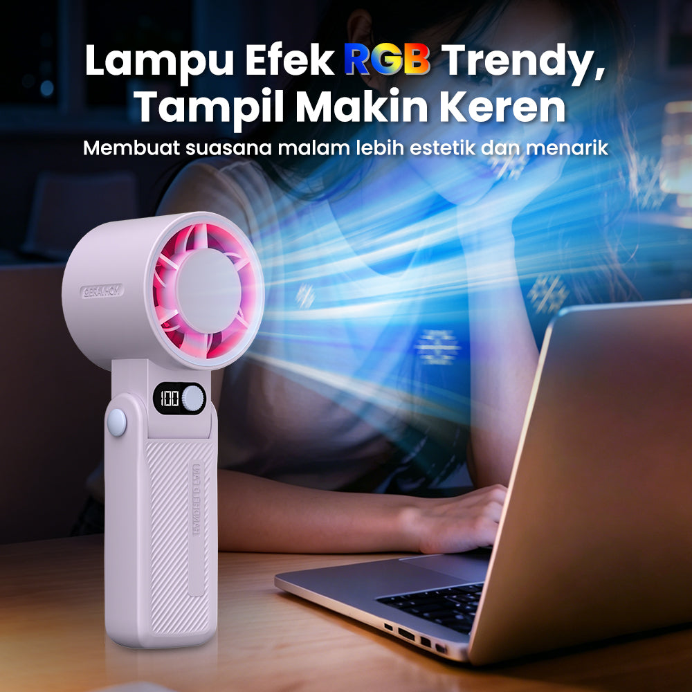 (COD)Bravhom Kipas Mini2-in-1High Speed dengan 5 Level Kecepatan, Lampu RGB & Smart LED Display (COD)Bravhom Kipas Mini2-in-1High Speed dengan 5 Level Kecepatan, Lampu RGB & Smart LED Display BravHom Fan Kadonio Smart Home