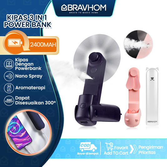 (COD)Bravhom Kipas angin Portable Lipat Nano Spray Dipakai Sebagai powerbank USB Cas 4800mAh mini Fan powerbank mini kipas (COD)Bravhom Kipas angin Portable Lipat Nano Spray Dipakai Sebagai powerbank USB Cas 4800mAh mini Fan powerbank mini kipas BravHom Fan Kadonio Smart Home
