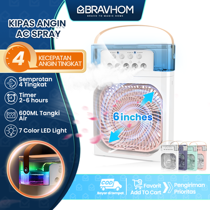 (COD)Bravhom kipas angin AC 4 Kecepatan Portable Waktu 2-6H Aromaterapi Nano Spray 4 Tingkatan 600ML Tangki Air 360° Adjustment Air Cooler Meja Kipas angin uap Portable (COD)Bravhom kipas angin AC 4 Kecepatan Portable Waktu 2-6H Aromaterapi Nano Spray 4 Tingkatan 600ML Tangki Air 360° Adjustment Air Cooler Meja Kipas angin uap Portable BravHom Fan Kadonio Smart Home