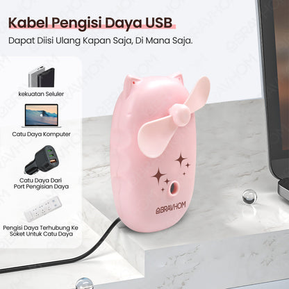 (COD)Bravhom kipas Angin mini portable Nano Spray Aromaterapi kipas Kecil Cas Genggam Bisa Di lsi Air aolida kipas (COD)Bravhom kipas Angin mini portable Nano Spray Aromaterapi kipas Kecil Cas Genggam Bisa Di lsi Air aolida kipas BravHom Fan Kadonio Smart Home