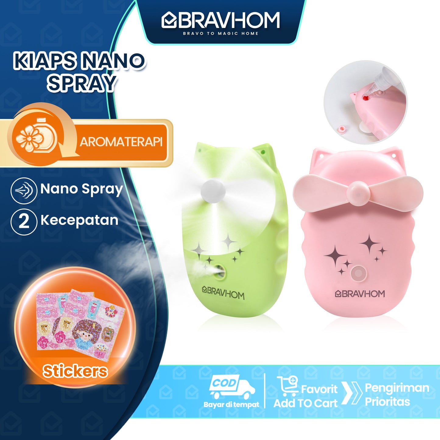 (COD)Bravhom kipas Angin mini portable Nano Spray Aromaterapi kipas Kecil Cas Genggam Bisa Di lsi Air aolida kipas (COD)Bravhom kipas Angin mini portable Nano Spray Aromaterapi kipas Kecil Cas Genggam Bisa Di lsi Air aolida kipas BravHom Fan Kadonio Smart Home