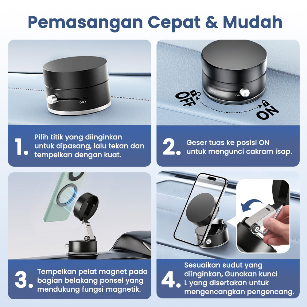 Bravhom Magnetic Vacuum Phone Holder Dudukan HP Magnetik Vakum Kuat - Mini Kokoh, Stabil untuk Meja, Tripod & Kerja Harian-PH01 Bravhom Magnetic Vacuum Phone Holder Dudukan HP Magnetik Vakum Kuat - Mini Kokoh, Stabil untuk Meja, Tripod & Kerja Harian-PH01 BravHom Official Store  Kadonio Smart Home