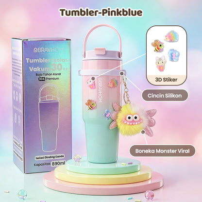 [3D Stiker DIY] (COD)Bravhom Gradasi Botol Tumbler Stainless Steel 304 Bisa Tahan Dingin &Panas tumblers stainless Botol Minum Trendi untuk Travel & Sehari-hari Kapasitas 89oml water cup cangkir Portabel BTO6 [3D Stiker DIY] (COD)Bravhom Gradasi Botol Tumbler Stainless Steel 304 Bisa Tahan Dingin &Panas tumblers stainless Botol Minum Trendi untuk Travel & Sehari-hari Kapasitas 89oml water cup cangkir Portabel BTO6 BravHom  Kadonio Smart Home