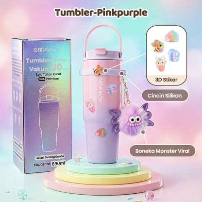 [3D Stiker DIY] (COD)Bravhom Gradasi Botol Tumbler Stainless Steel 304 Bisa Tahan Dingin &Panas tumblers stainless Botol Minum Trendi untuk Travel & Sehari-hari Kapasitas 89oml water cup cangkir Portabel BTO6 [3D Stiker DIY] (COD)Bravhom Gradasi Botol Tumbler Stainless Steel 304 Bisa Tahan Dingin &Panas tumblers stainless Botol Minum Trendi untuk Travel & Sehari-hari Kapasitas 89oml water cup cangkir Portabel BTO6 BravHom  Kadonio Smart Home