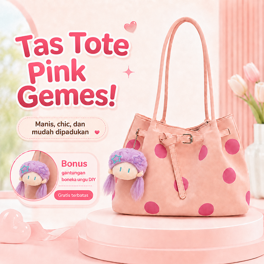 Bravhom Fashion Tas Tote Wanita Pink Motif Polkadot Korea Kapasitas Besar Tas Bahu Jinjing Casual Serbaguna untuk Harian BG10 Bravhom Fashion Tas Tote Wanita Pink Motif Polkadot Korea Kapasitas Besar Tas Bahu Jinjing Casual Serbaguna untuk Harian BG10 BravHom bag Kadonio Smart Home