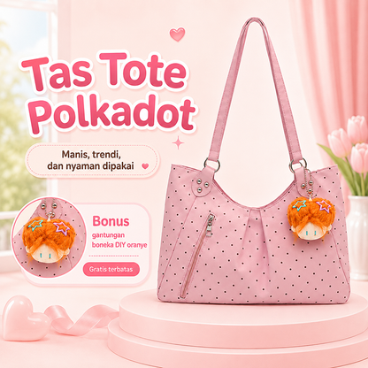 Bravhom Fashion Tas Tote Wanita Pink Motif Polkadot Korea Kapasitas Besar dengan Resleting Depan Tas Bahu Jinjing Casual BG19 Bravhom Fashion Tas Tote Wanita Pink Motif Polkadot Korea Kapasitas Besar dengan Resleting Depan Tas Bahu Jinjing Casual BG19 BravHom bag Kadonio Smart Home