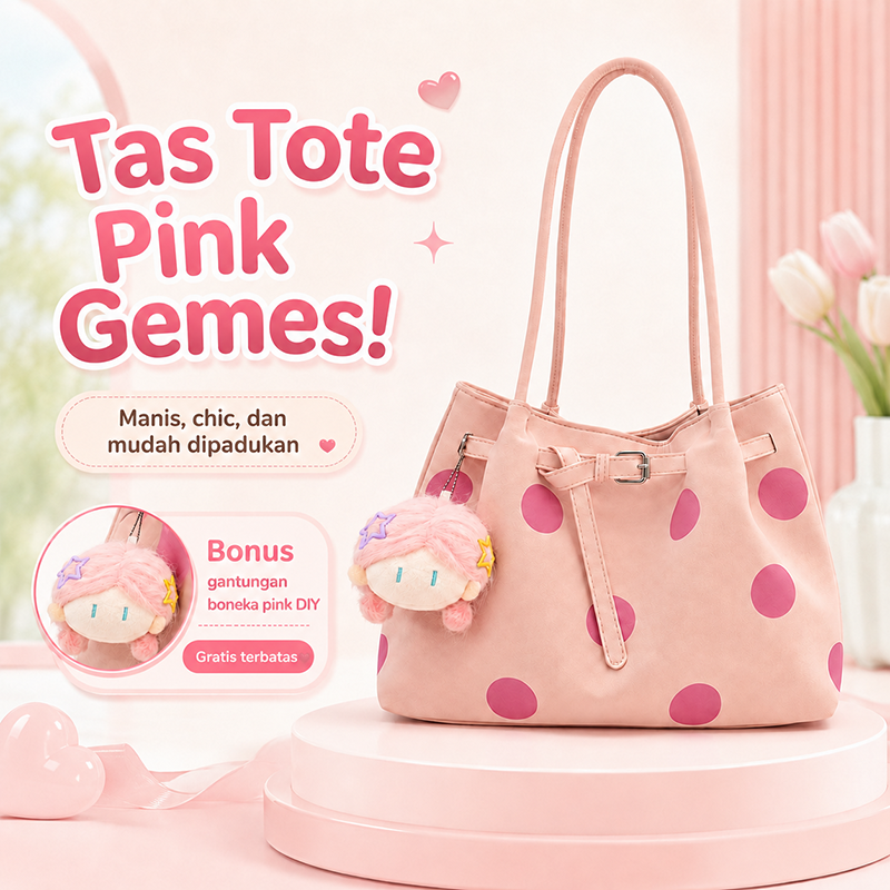 Bravhom Fashion Tas Tote Wanita Pink Motif Polkadot Korea Kapasitas Besar Tas Bahu Jinjing Casual Serbaguna untuk Harian BG10 Bravhom Fashion Tas Tote Wanita Pink Motif Polkadot Korea Kapasitas Besar Tas Bahu Jinjing Casual Serbaguna untuk Harian BG10 BravHom bag Kadonio Smart Home