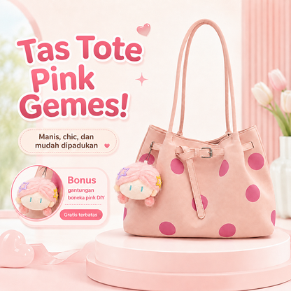Bravhom Fashion Tas Tote Wanita Pink Motif Polkadot Korea Kapasitas Besar Tas Bahu Jinjing Casual Serbaguna untuk Harian BG10 Bravhom Fashion Tas Tote Wanita Pink Motif Polkadot Korea Kapasitas Besar Tas Bahu Jinjing Casual Serbaguna untuk Harian BG10 BravHom bag Kadonio Smart Home