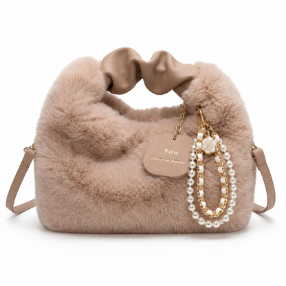 BRAVHOM Tas Bulu Fluffy Mewah dengan Aksesoris Mutiara, Tas Wanita 2 Gaya Pakai Jinjing Selempang Premium untuk OOTD Sehari-hari BRAVHOM Tas Bulu Fluffy Mewah dengan Aksesoris Mutiara, Tas Wanita 2 Gaya Pakai Jinjing Selempang Premium untuk OOTD Sehari-hari BravHom Official Store  Kadonio Smart Home