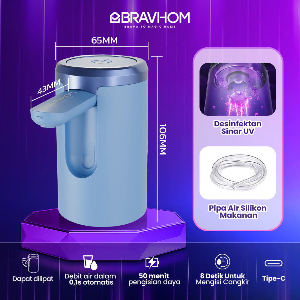 (COD)Bravhom Pompa Galon Electric DapatDilipat USB Dispenser Portable Galon AirElektrik (COD)Bravhom Pompa Galon Electric DapatDilipat USB Dispenser Portable Galon AirElektrik BravHom  Kadonio Smart Home