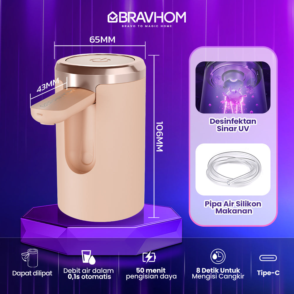 (COD)Bravhom Pompa Galon Electric DapatDilipat USB Dispenser Portable Galon AirElektrik (COD)Bravhom Pompa Galon Electric DapatDilipat USB Dispenser Portable Galon AirElektrik BravHom  Kadonio Smart Home