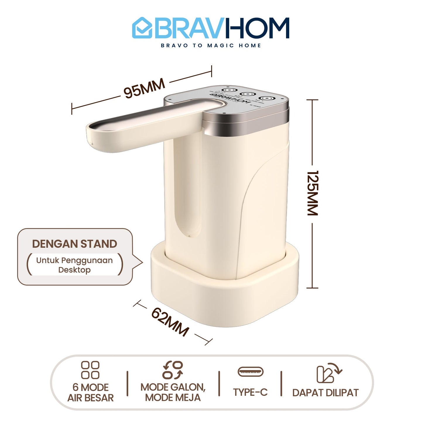 (COD)Bravhom Pompa Air Galon ElektrikOtomatis 2in1 Dapat Dilipat Dispenser Air Galon (COD)Bravhom Pompa Air Galon ElektrikOtomatis 2in1 Dapat Dilipat Dispenser Air Galon BravHom  Kadonio Smart Home