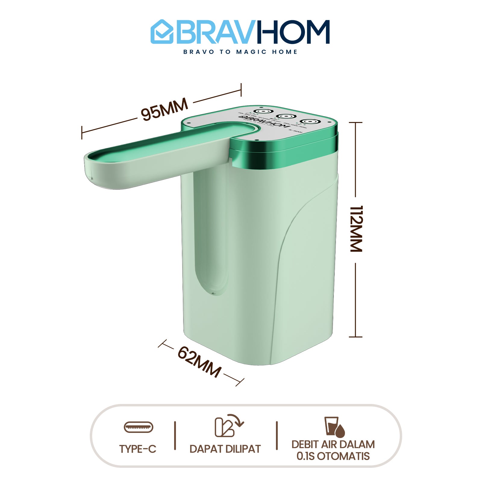 (COD)Bravhom Pompa Air Galon ElektrikOtomatis 2in1 Dapat Dilipat Dispenser Air Galon (COD)Bravhom Pompa Air Galon ElektrikOtomatis 2in1 Dapat Dilipat Dispenser Air Galon BravHom  Kadonio Smart Home