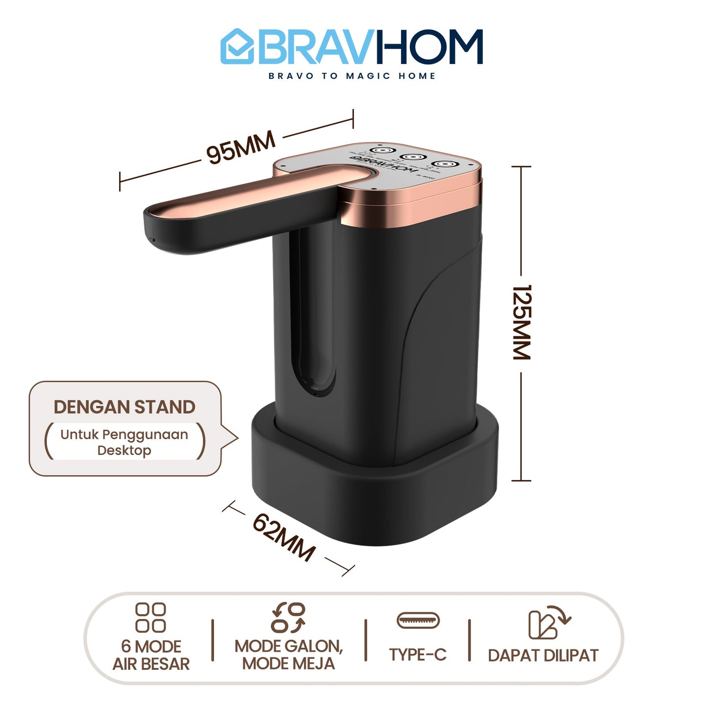 (COD)Bravhom Pompa Air Galon ElektrikOtomatis 2in1 Dapat Dilipat Dispenser Air Galon (COD)Bravhom Pompa Air Galon ElektrikOtomatis 2in1 Dapat Dilipat Dispenser Air Galon BravHom  Kadonio Smart Home