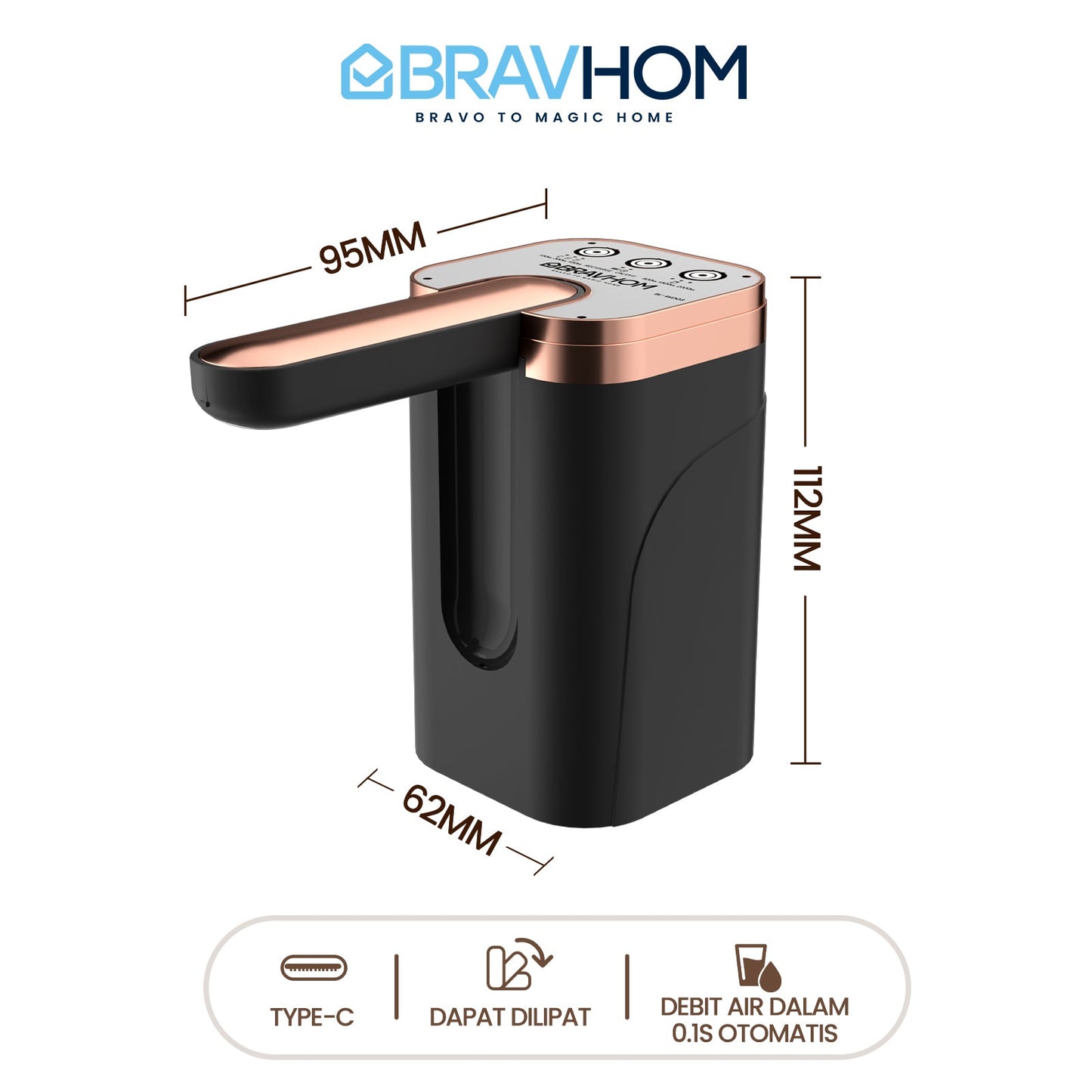 (COD)Bravhom Pompa Air Galon ElektrikOtomatis 2in1 Dapat Dilipat Dispenser Air Galon (COD)Bravhom Pompa Air Galon ElektrikOtomatis 2in1 Dapat Dilipat Dispenser Air Galon BravHom  Kadonio Smart Home