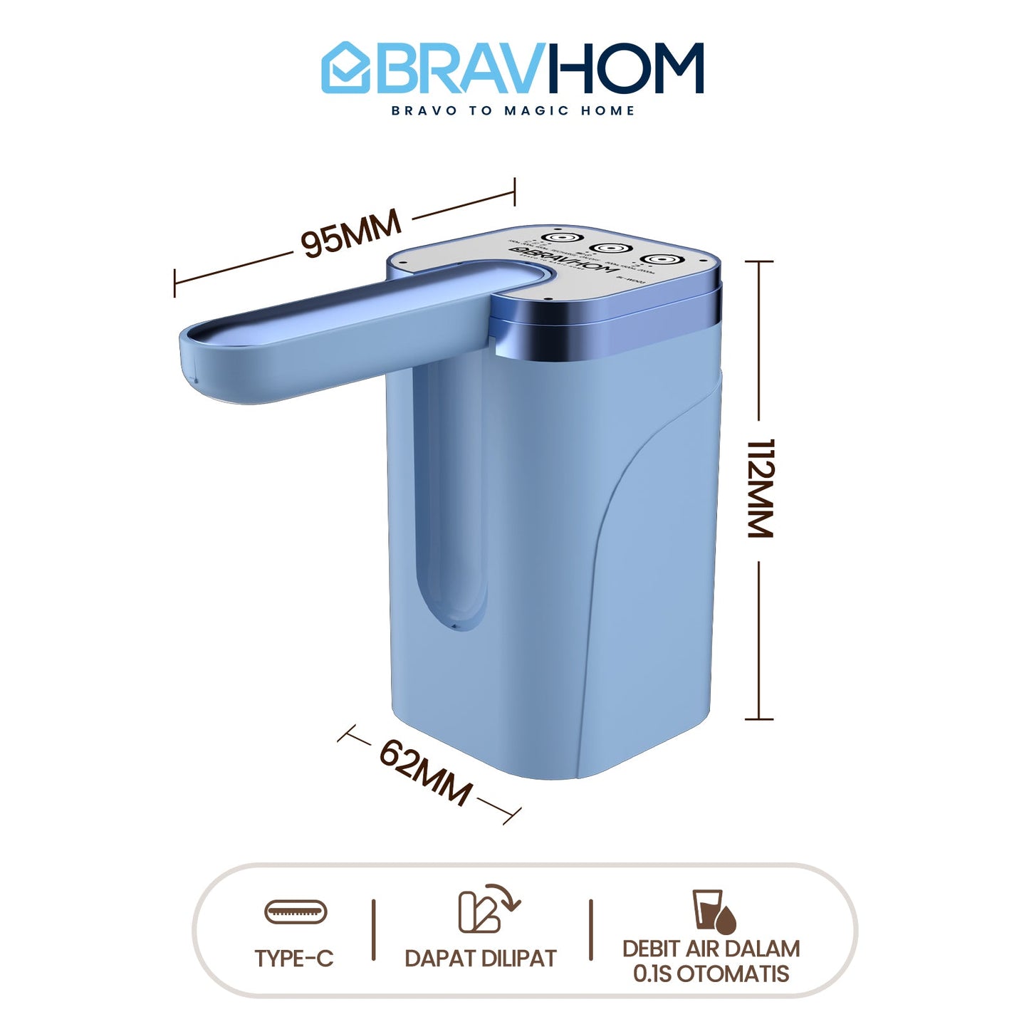 (COD)Bravhom Pompa Air Galon ElektrikOtomatis 2in1 Dapat Dilipat Dispenser Air Galon (COD)Bravhom Pompa Air Galon ElektrikOtomatis 2in1 Dapat Dilipat Dispenser Air Galon BravHom  Kadonio Smart Home