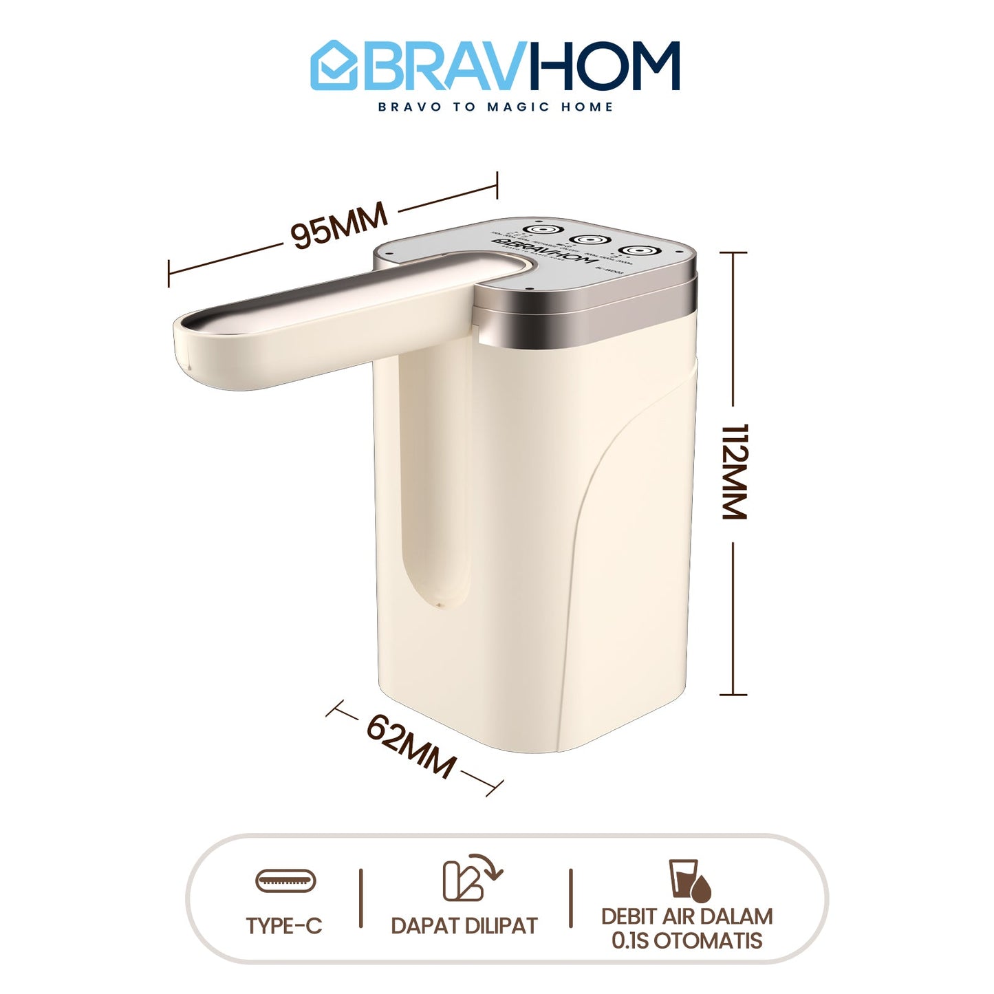 (COD)Bravhom Pompa Air Galon ElektrikOtomatis 2in1 Dapat Dilipat Dispenser Air Galon (COD)Bravhom Pompa Air Galon ElektrikOtomatis 2in1 Dapat Dilipat Dispenser Air Galon BravHom  Kadonio Smart Home